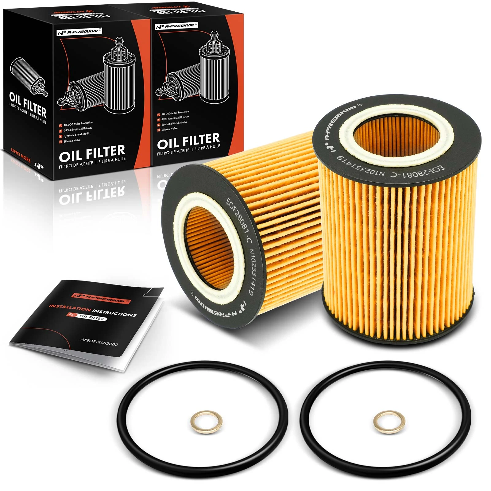 2 Pcs Engine Oil Filter
