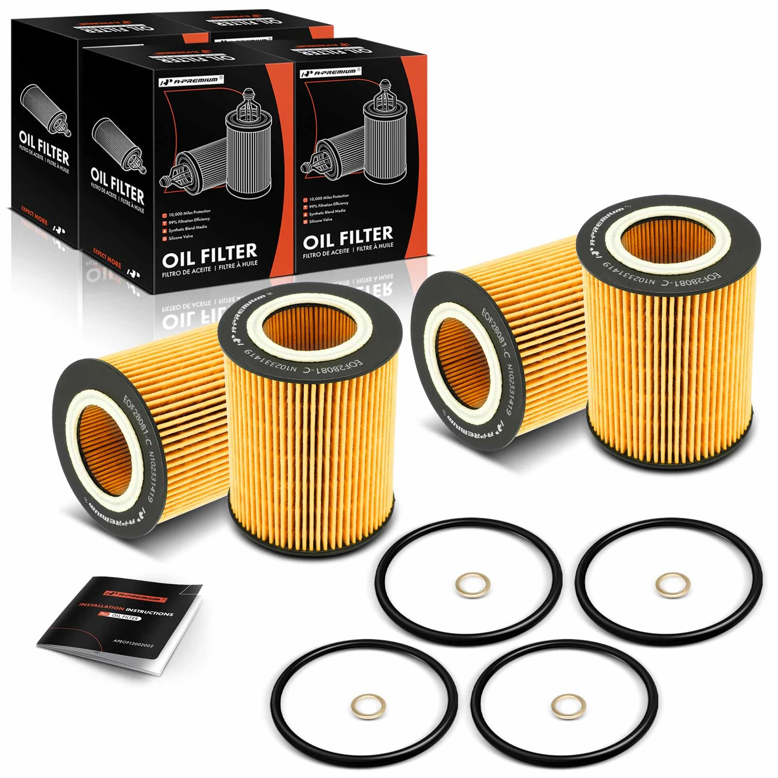 4 Pcs Engine Oil Filter