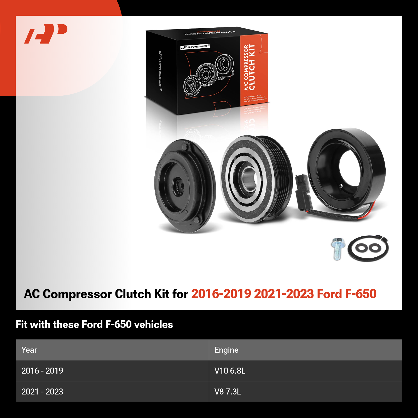 AC Compressor Clutch Kit for 2016-2019 2021-2023 Ford F-650