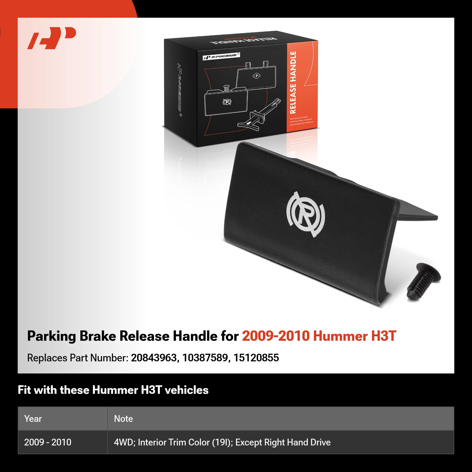 Parking Brake Release Handle for 2009-2010 Hummer H3T