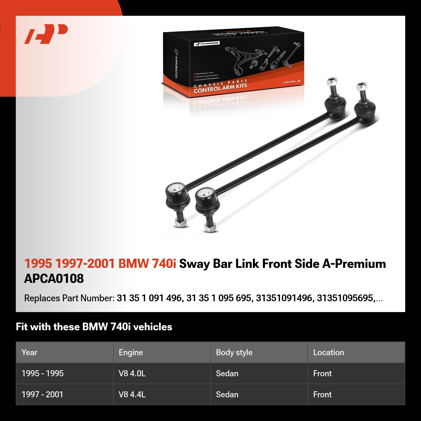 1995 1997-2001 BMW 740i Sway Bar Link Front Side A-Premium APCA0108