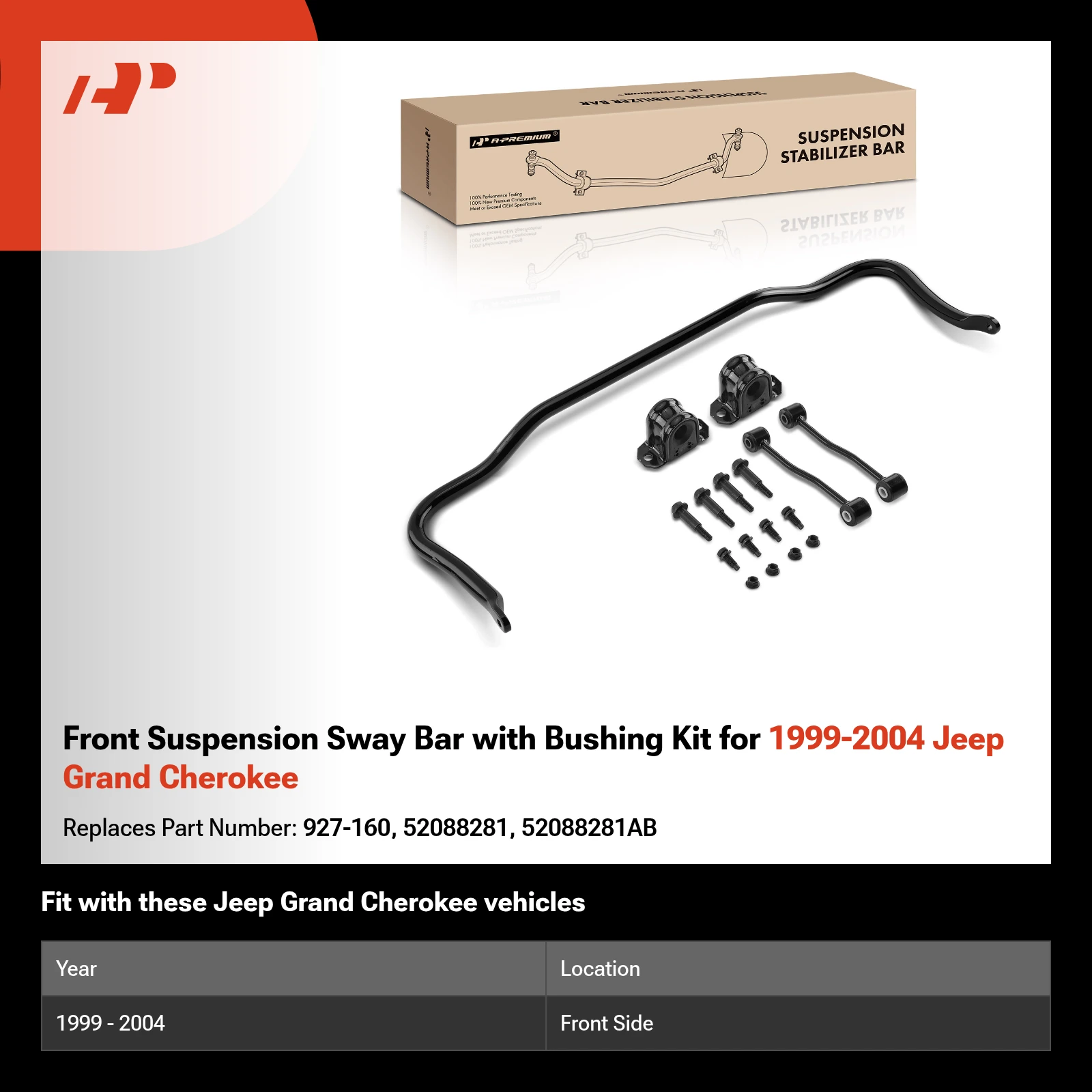 Front Suspension Sway Bar with Bushing Kit for 1999-2004 Jeep Grand Cherokee