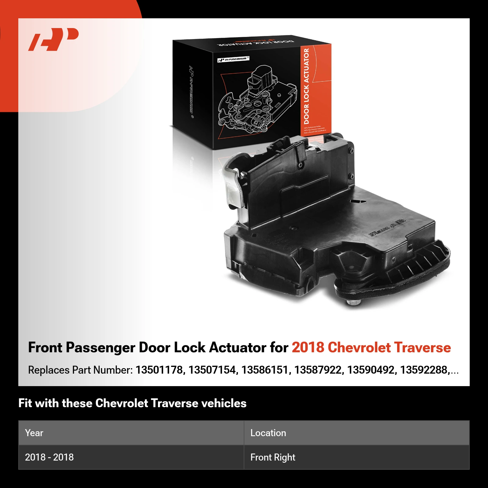 Front Passenger Door Lock Actuator for 2018 Chevrolet Traverse