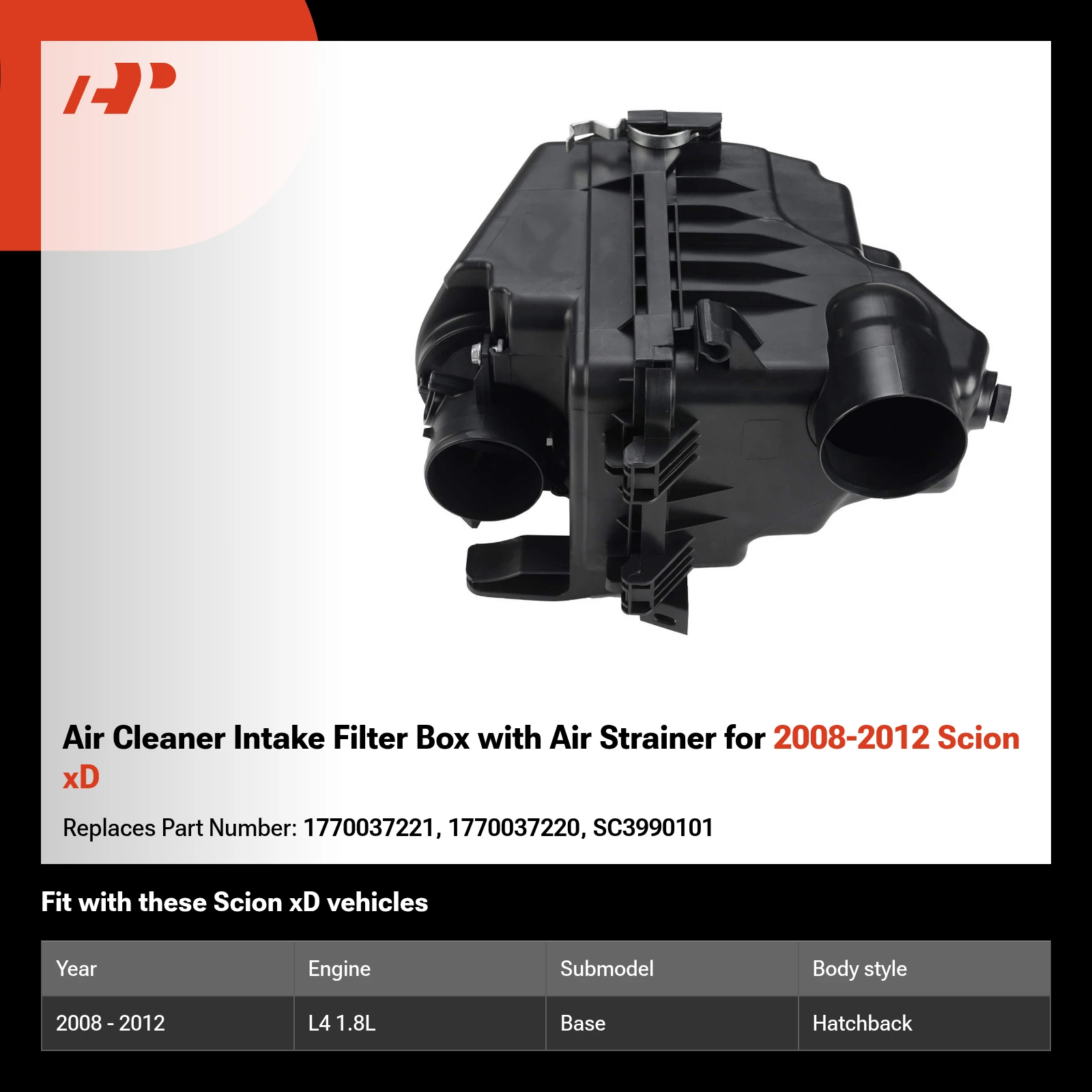 Air Cleaner Intake Filter Box with Air Strainer for 2008-2012 Scion xD