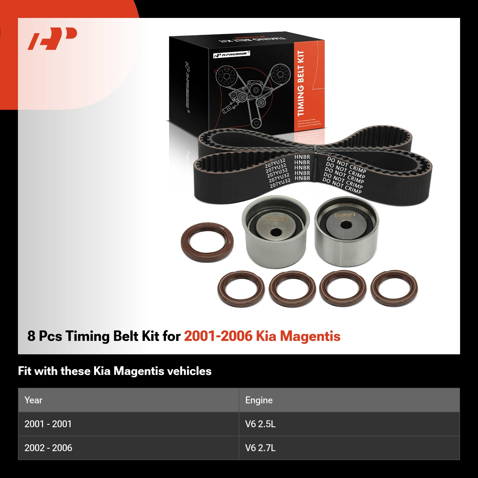 8 Pcs Timing Belt Kit for 2001-2006 Kia Magentis