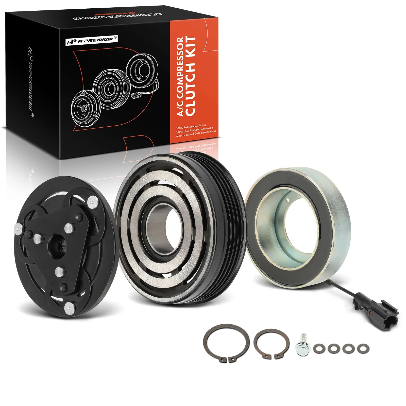 AC Compressor Clutch Kit with 4-Groove Pulley