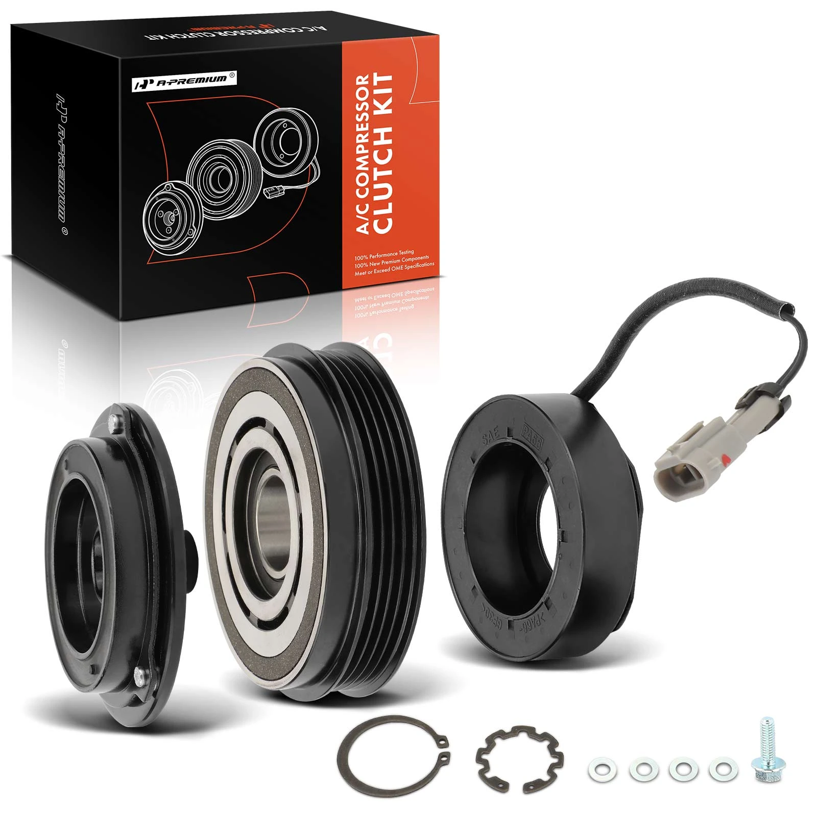 AC Compressor Clutch Kit with 4-Groove Pulley