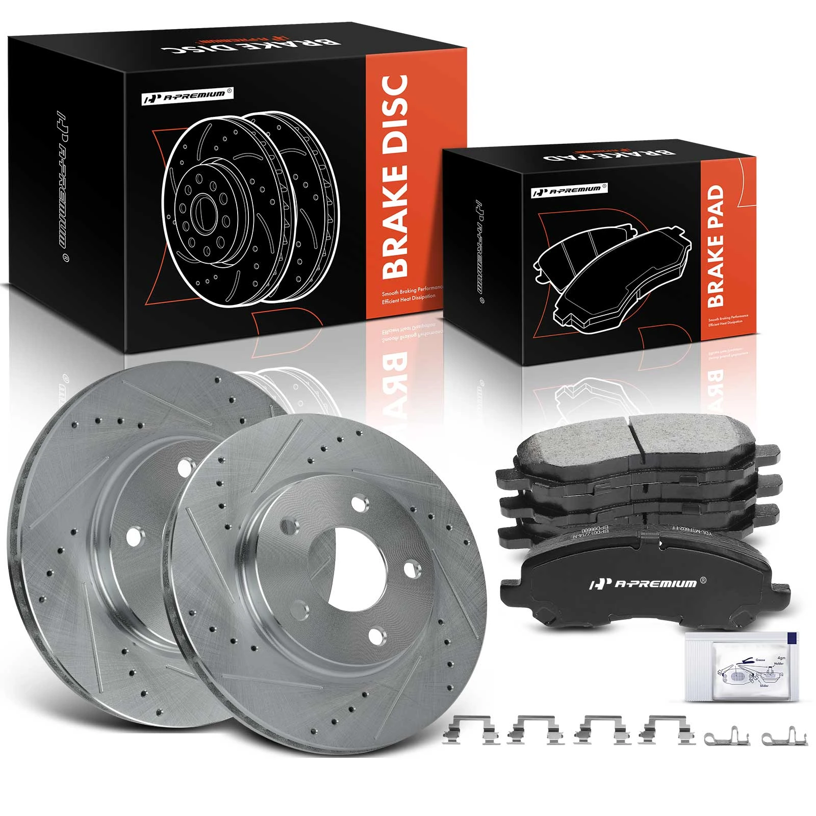 6 Pcs Front Drilled Brake Rotors & Ceramic Brake Pads