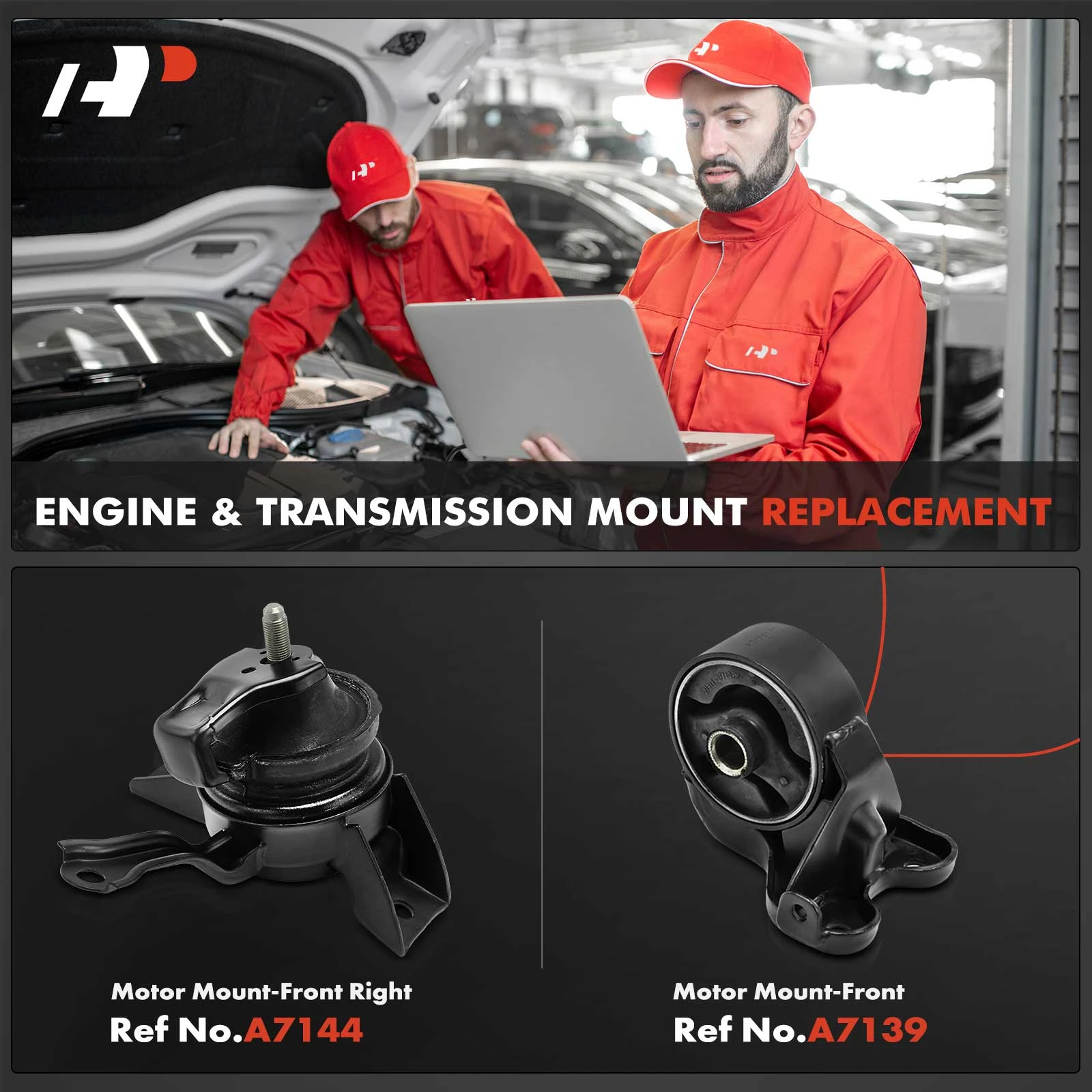 2-Pc Motor Mount, Front, A-Premium APEM730