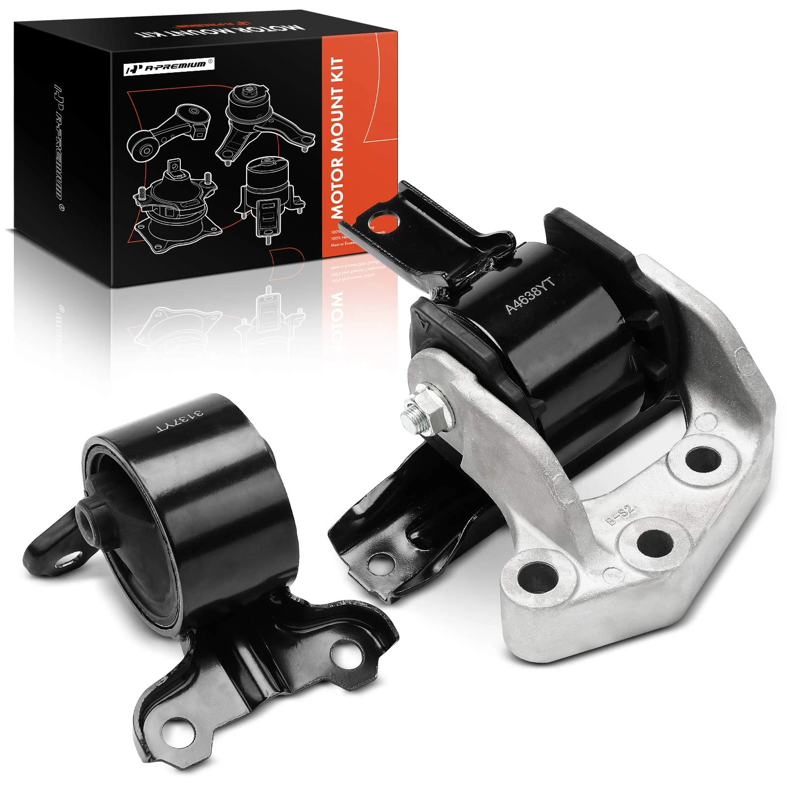 2007-2013 Mitsubishi Outlander 2pc Engine Mount and Transmission Mount Kit Front A-Premium APEM784