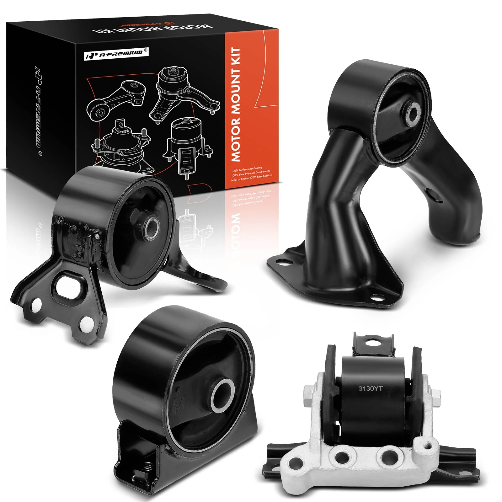 2008-2013 Mitsubishi Outlander 4pc Engine Mount and Transmission Mount Kit Front & Rear A-Premium APEM788
