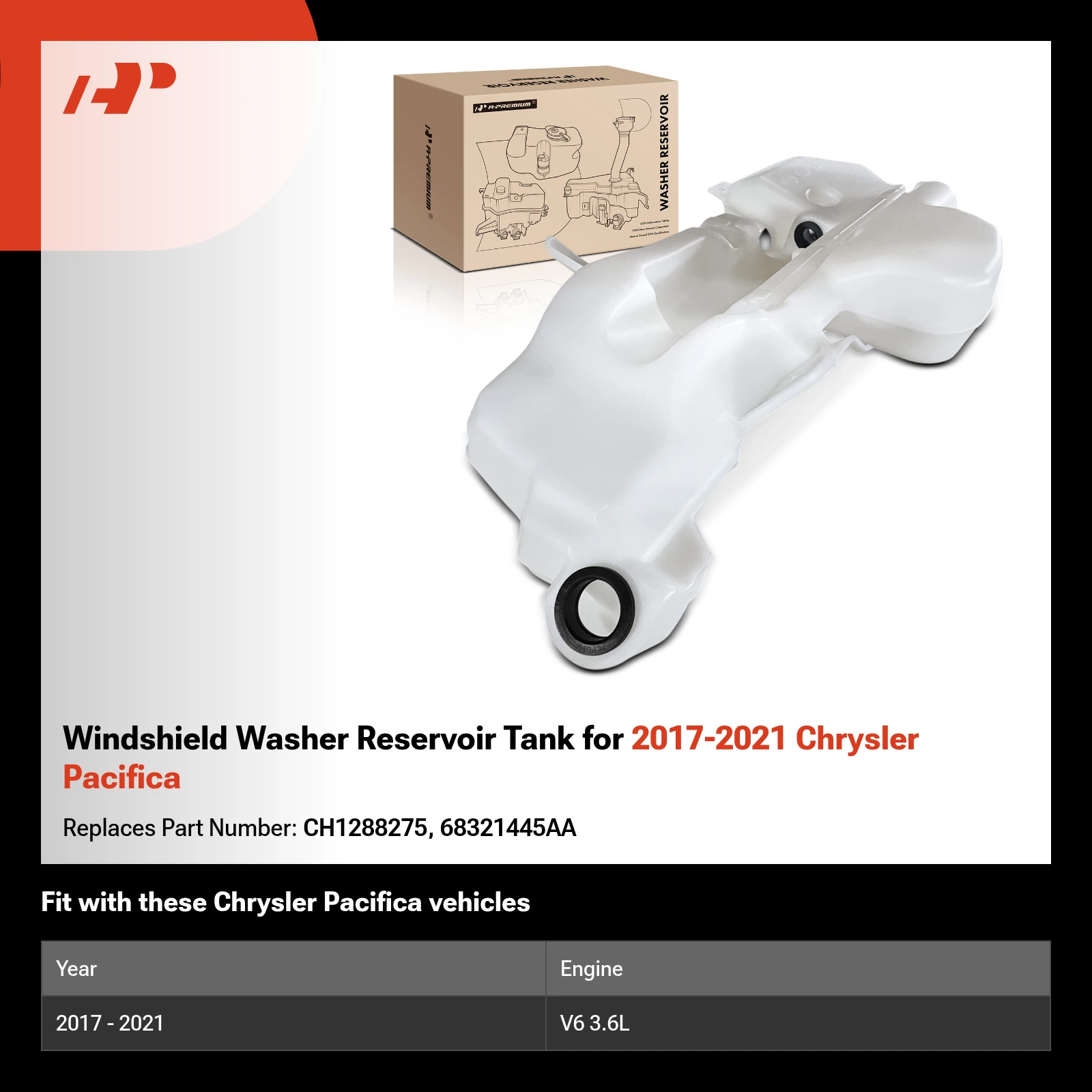 Windshield Washer Reservoir Tank for 2017-2021 Chrysler Pacifica