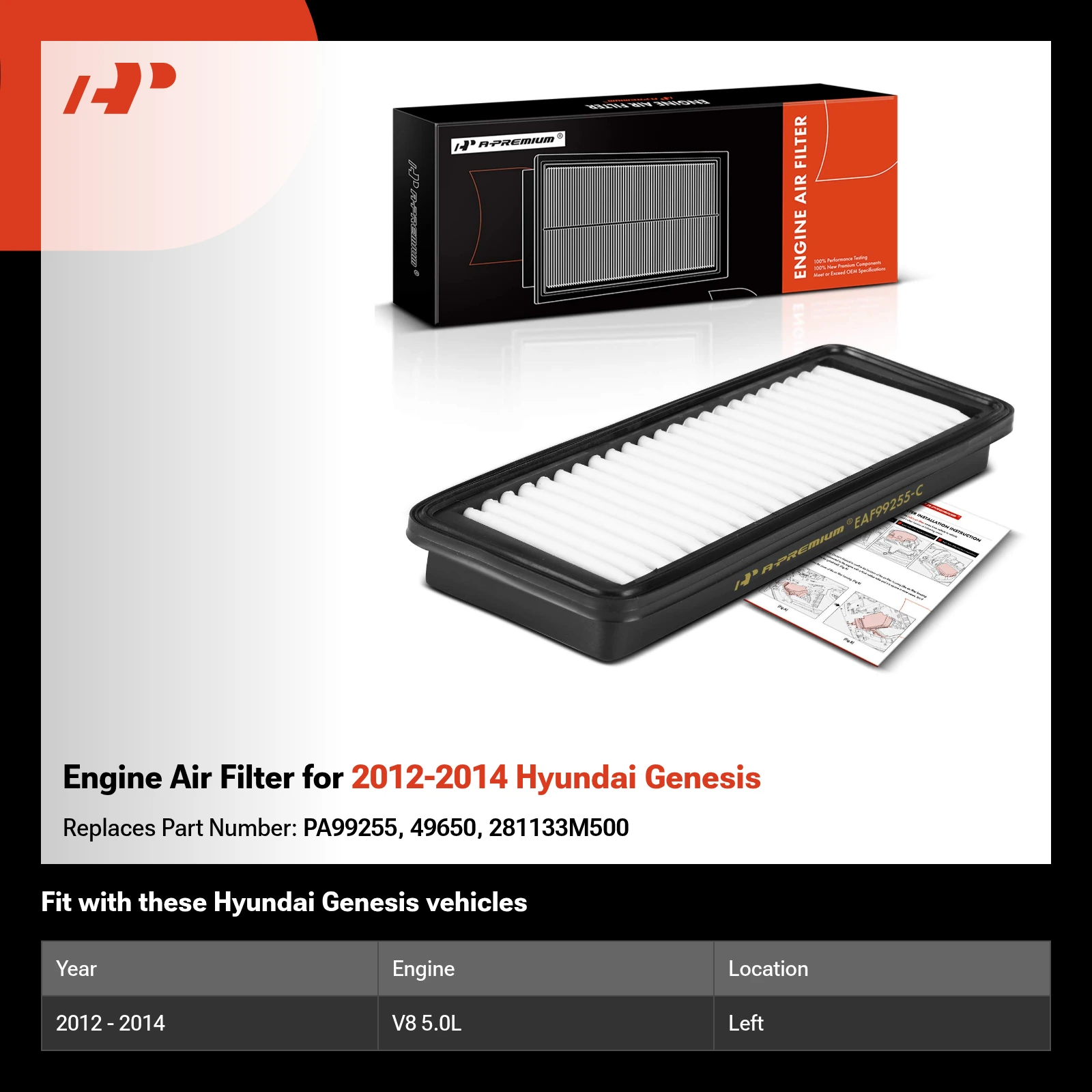 Engine Air Filter for 2012-2014 Hyundai Genesis