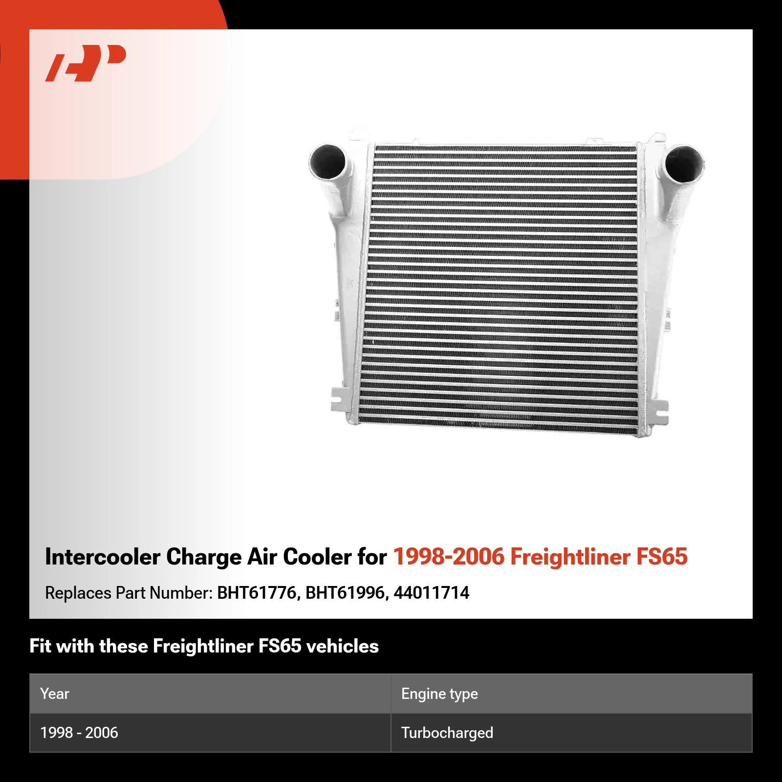 Intercooler Charge Air Cooler for 1998-2006 Freightliner FS65
