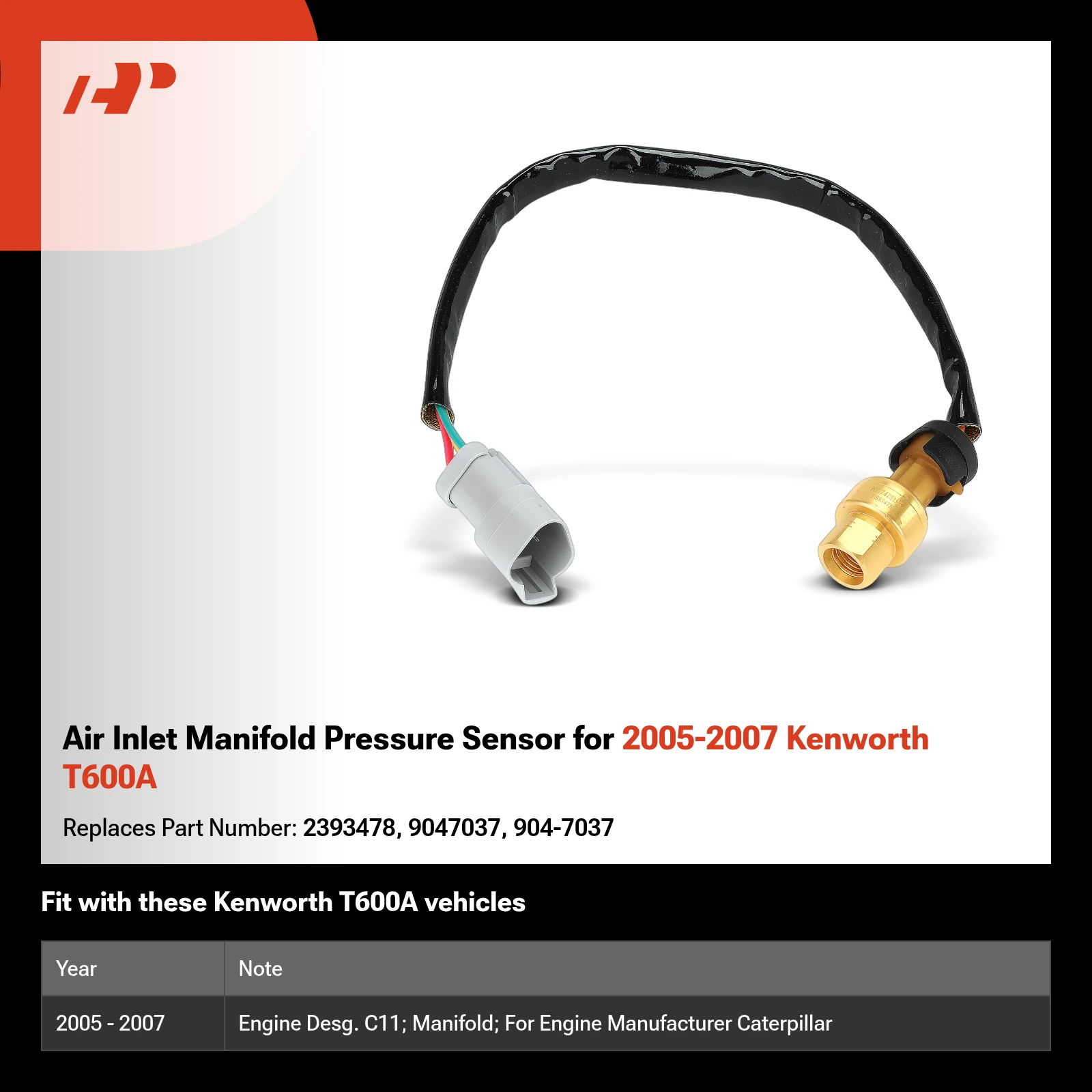 Air Inlet Manifold Pressure Sensor for 2005-2007 Kenworth T600A