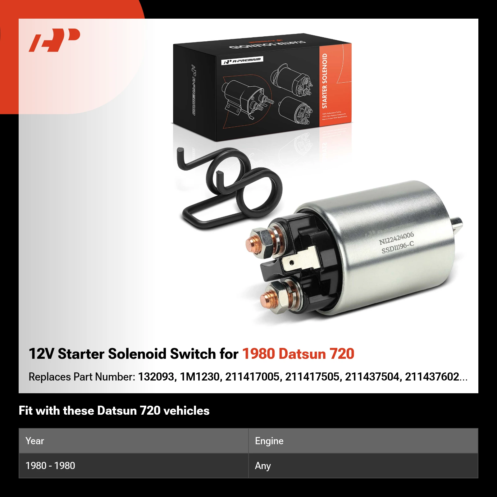 12V Starter Solenoid Switch for 1980 Datsun 720