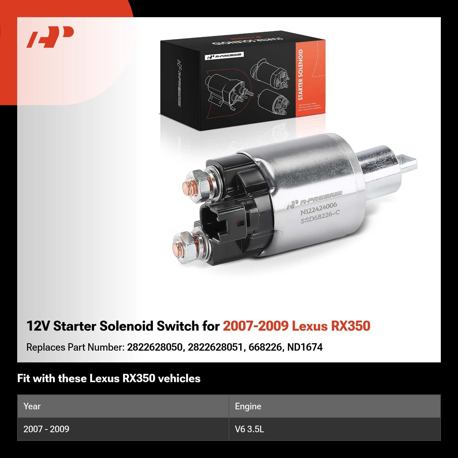 12V Starter Solenoid Switch for 2007-2009 Lexus RX350