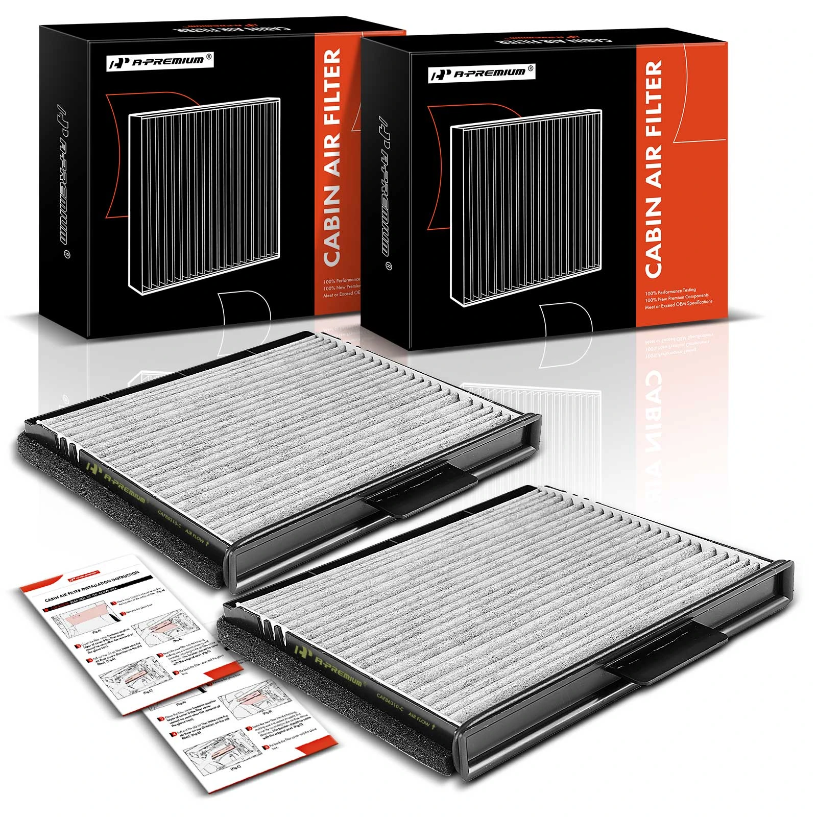 2 Pcs Activated Carbon Cabin Air Filter