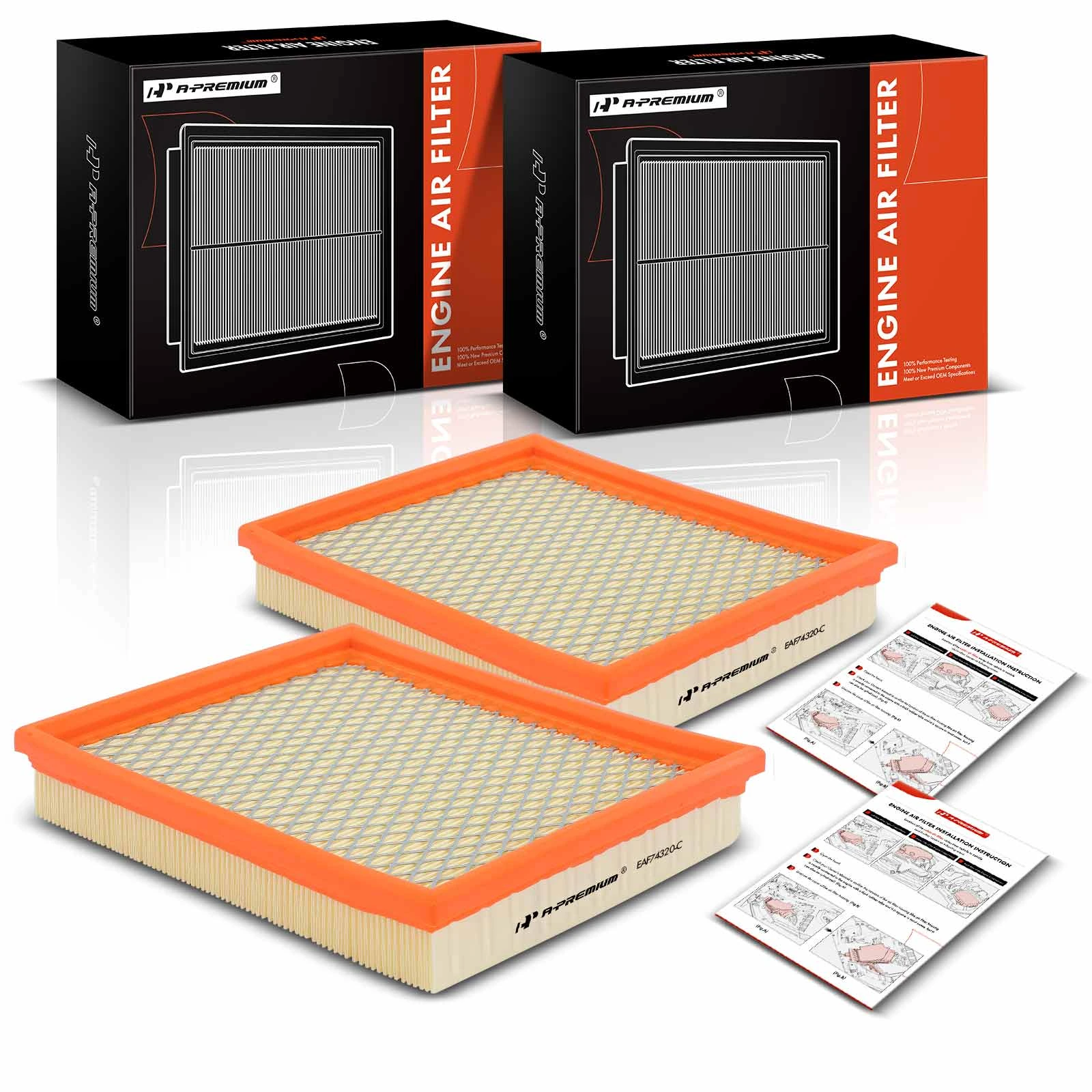 2 Pcs Front Engine Air Filter