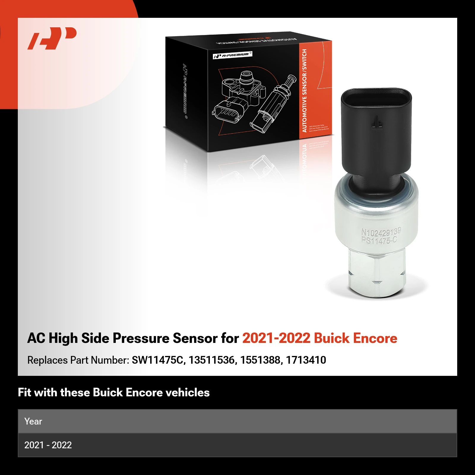 AC High Side Pressure Sensor for 2021-2022 Buick Encore