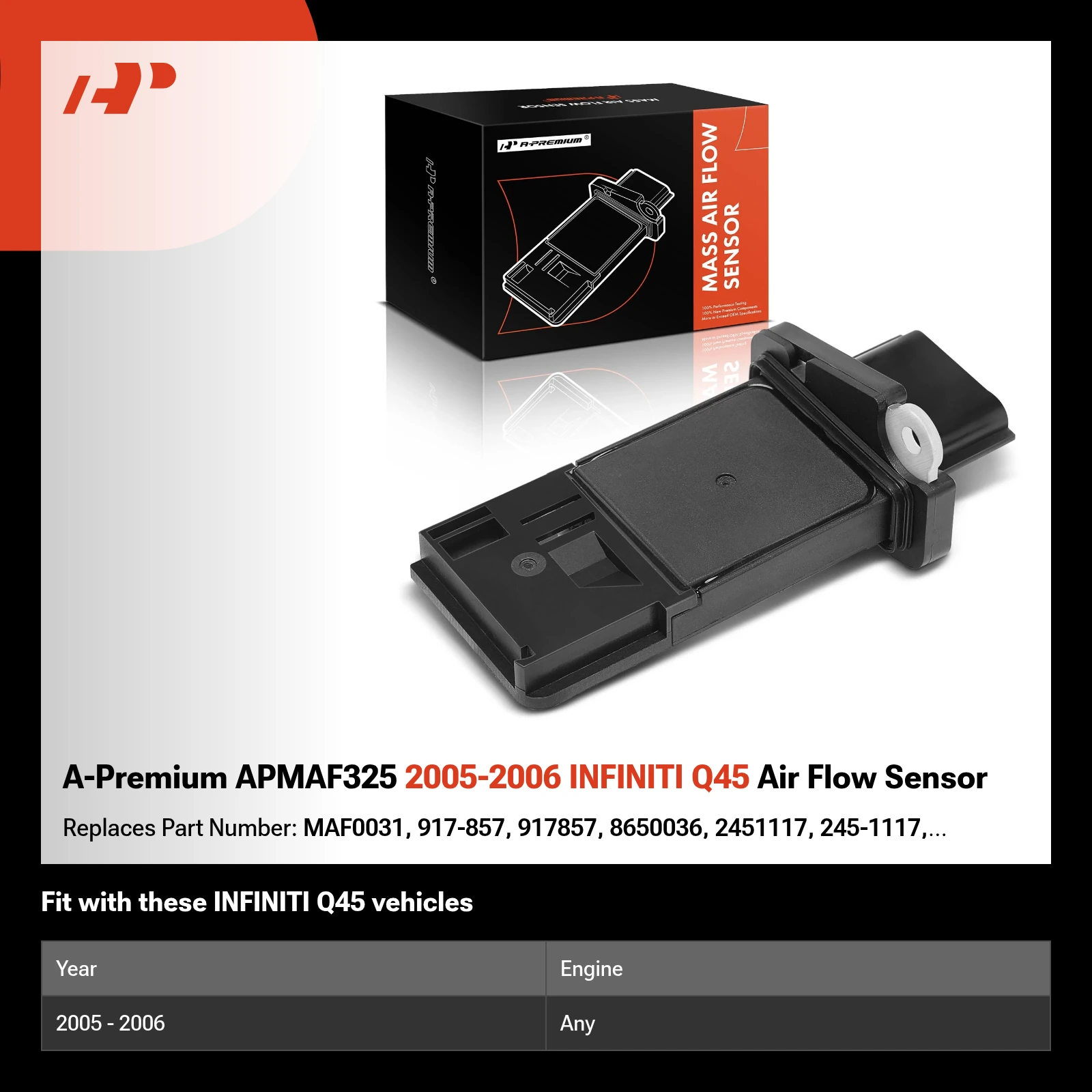 A-Premium APMAF325 2005-2006 INFINITI Q45 Air Flow Sensor