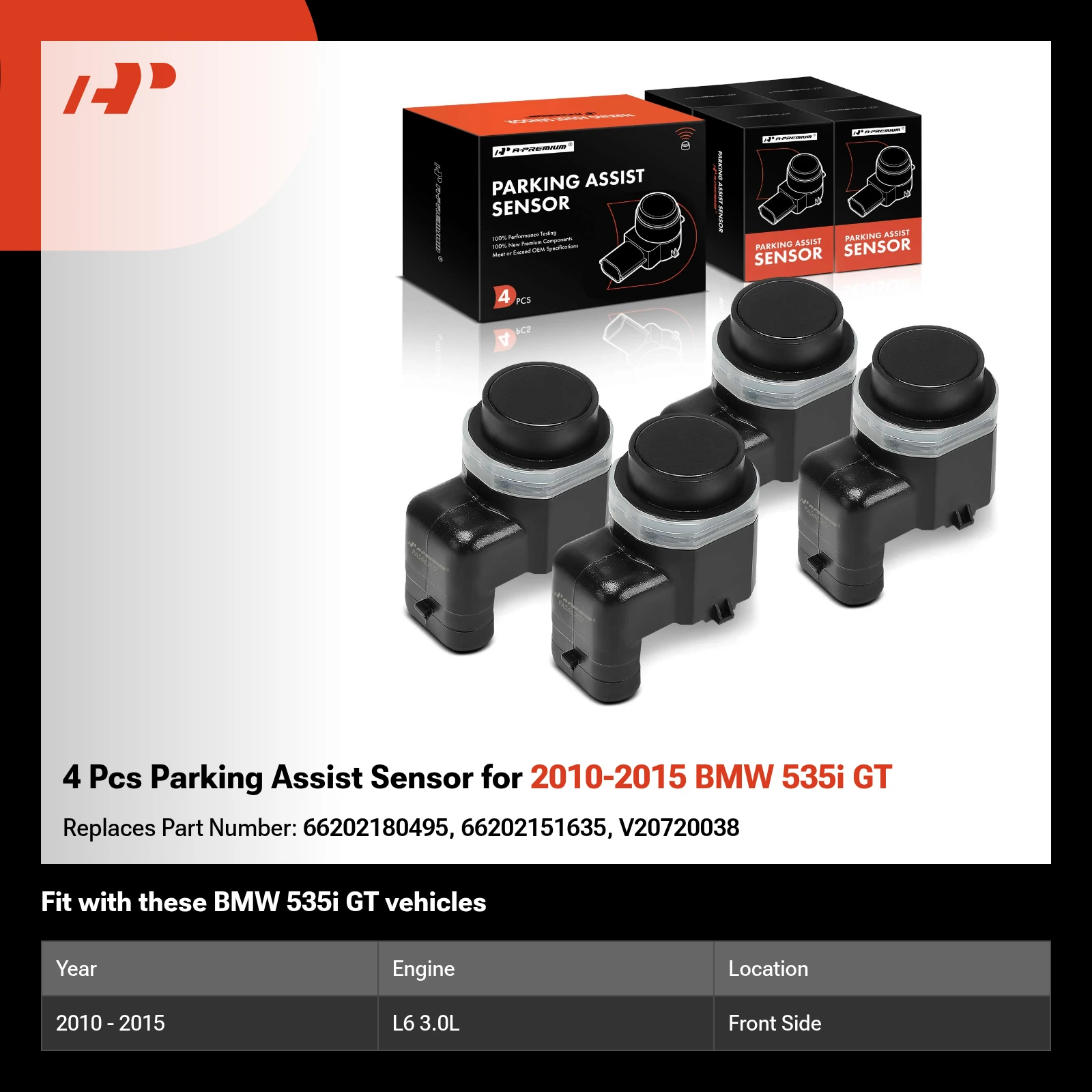 4 Pcs Parking Assist Sensor for 2010-2015 BMW 535i GT