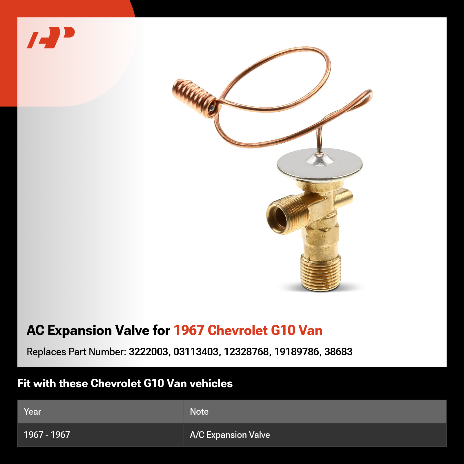 AC Expansion Valve for 1967 Chevrolet G10 Van