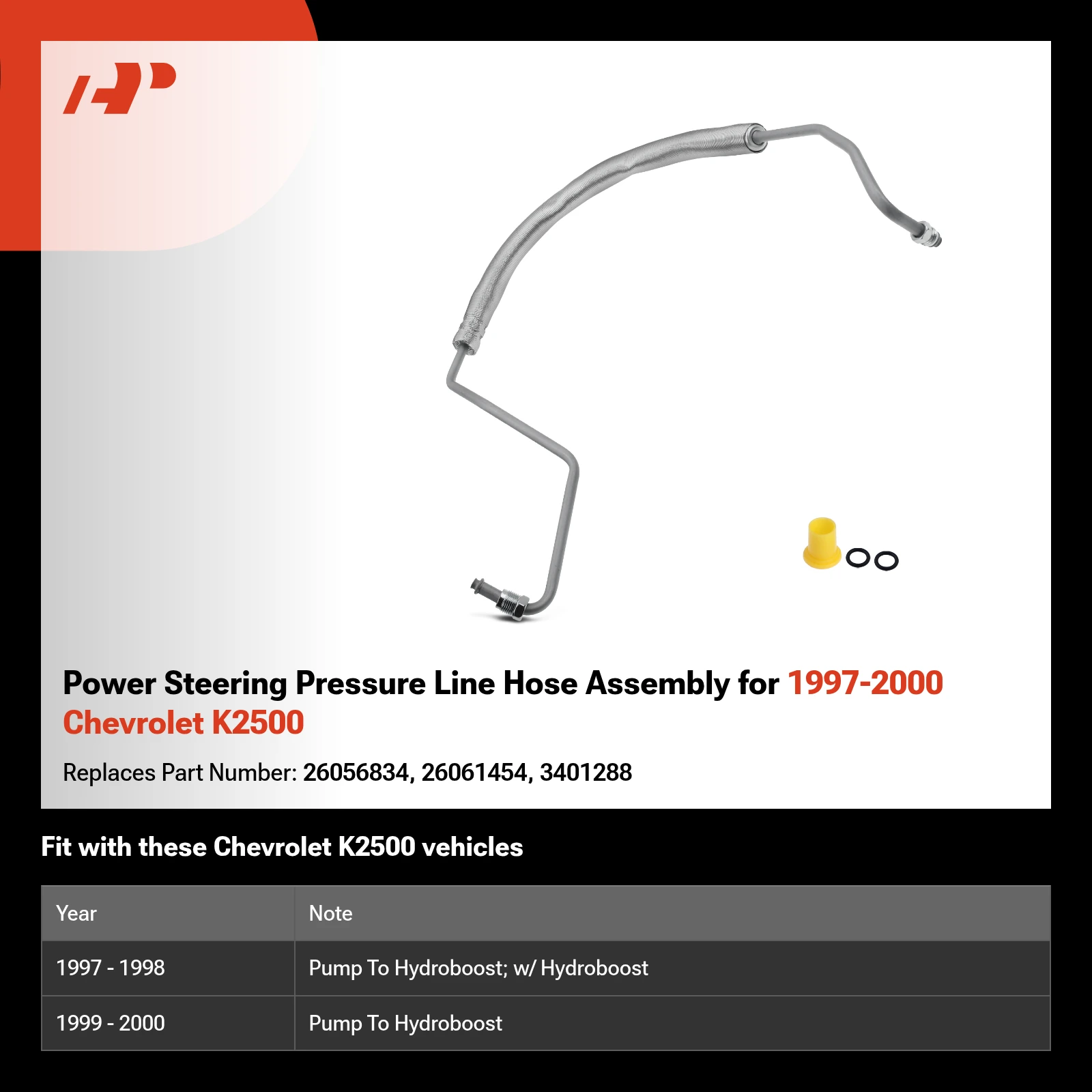 Power Steering Pressure Line Hose Assembly for 1997-2000 Chevrolet K2500