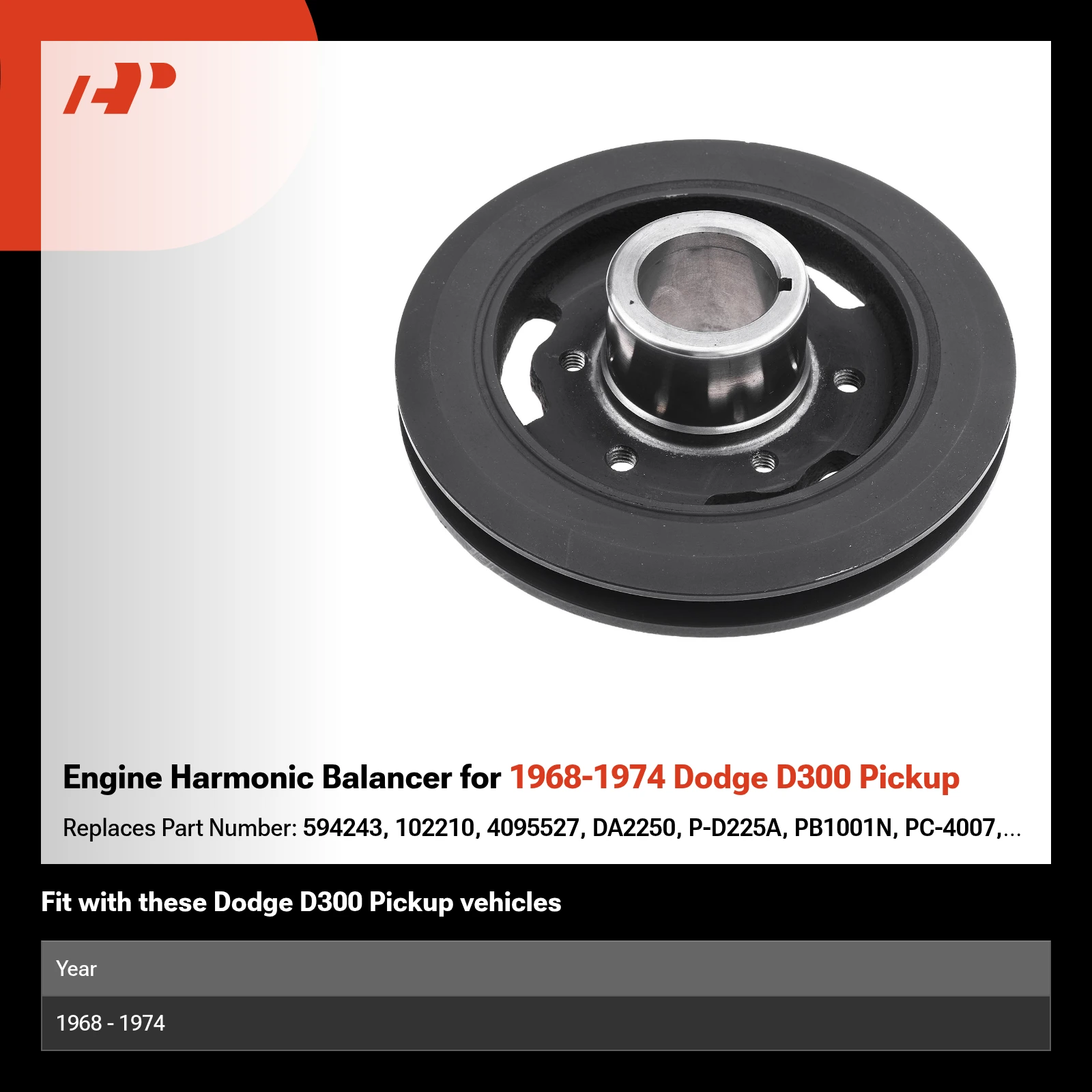 Engine Harmonic Balancer for 1968-1974 Dodge D300 Pickup