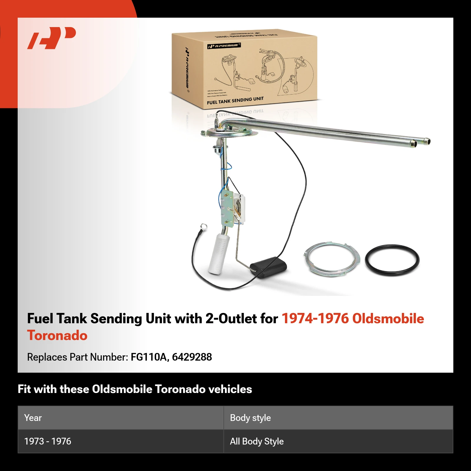 Fuel Tank Sending Unit with 2-Outlet for 1974-1976 Oldsmobile Toronado