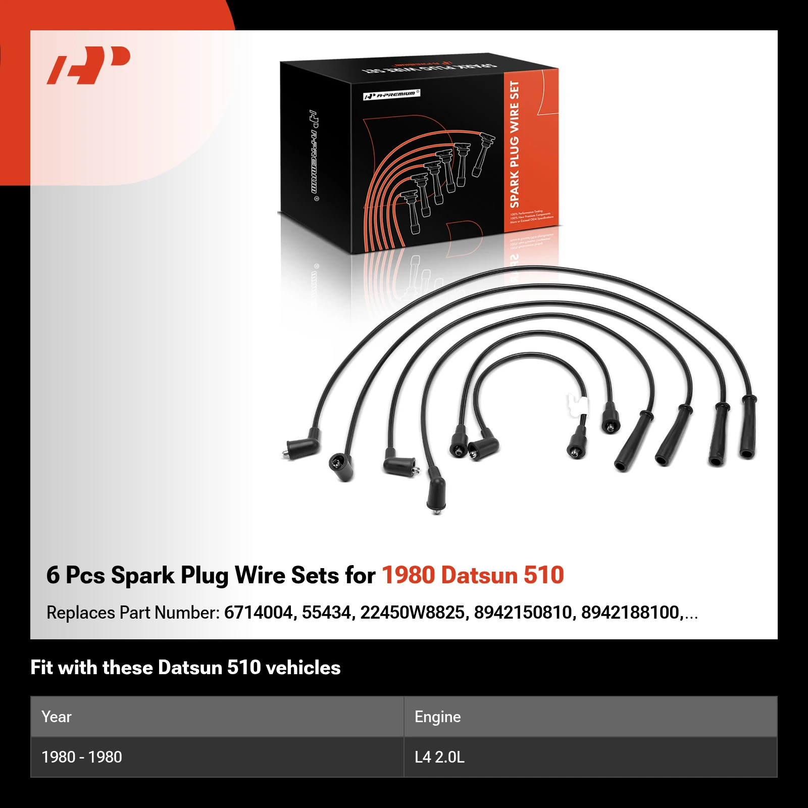 6 Pcs Spark Plug Wire Sets for 1980 Datsun 510