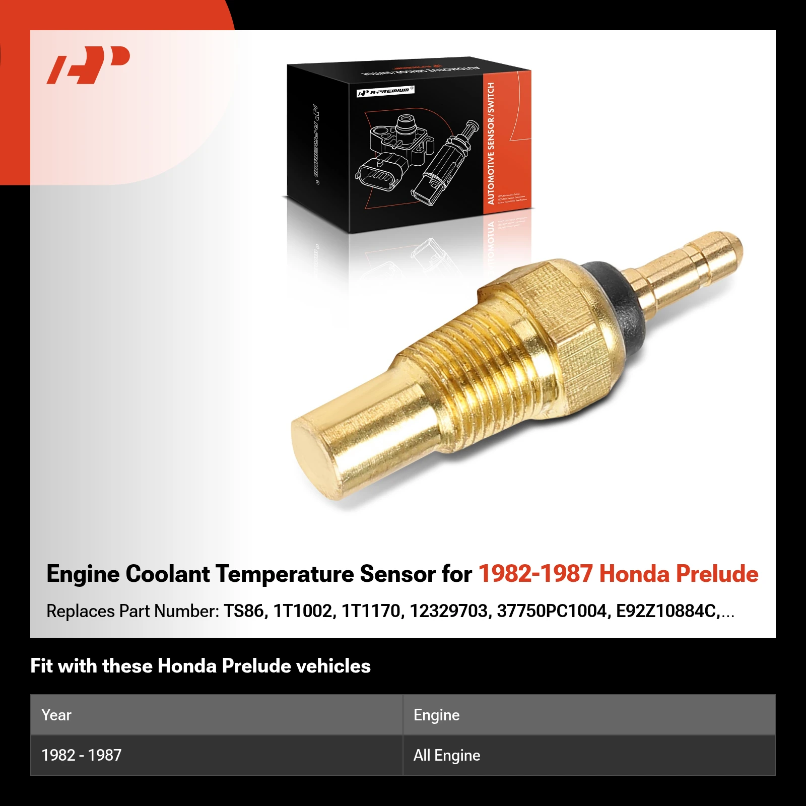 Engine Coolant Temperature Sensor for 1982-1987 Honda Prelude