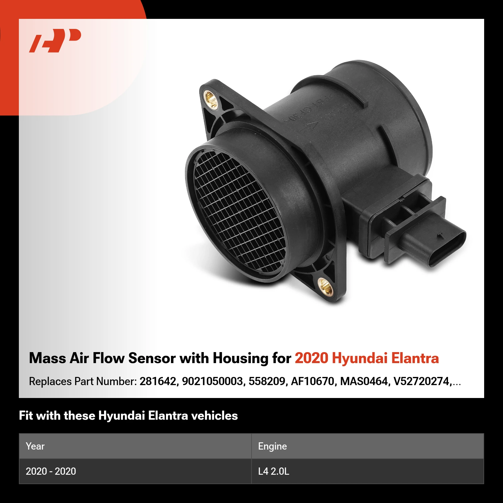 Mass Air Flow Sensor with Housing for 2020 Hyundai Elantra