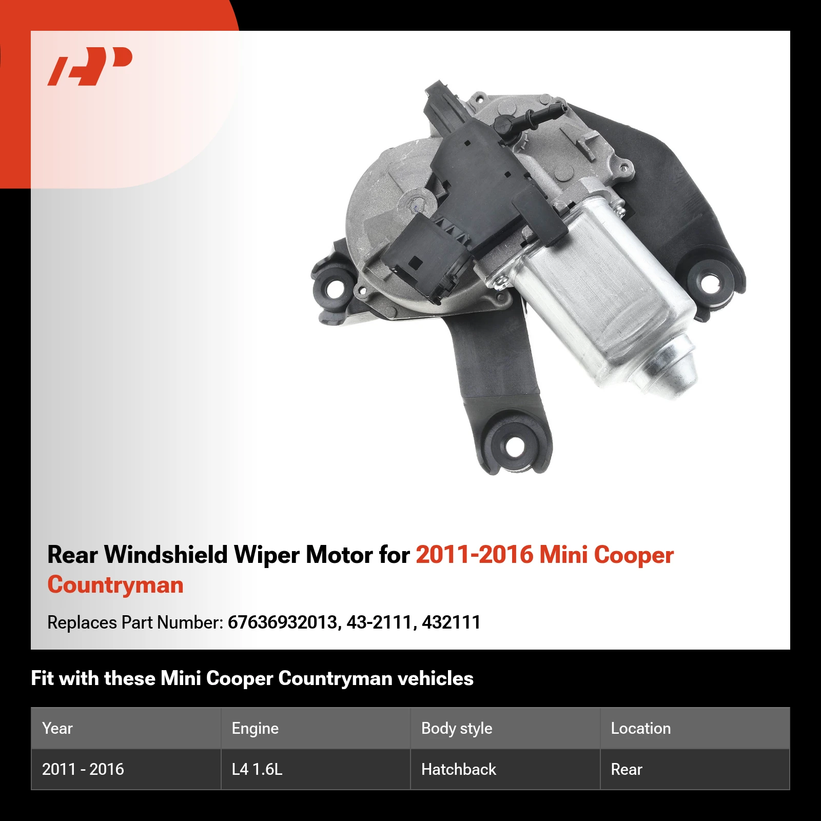 Rear Windshield Wiper Motor for 2011-2016 Mini Cooper Countryman
