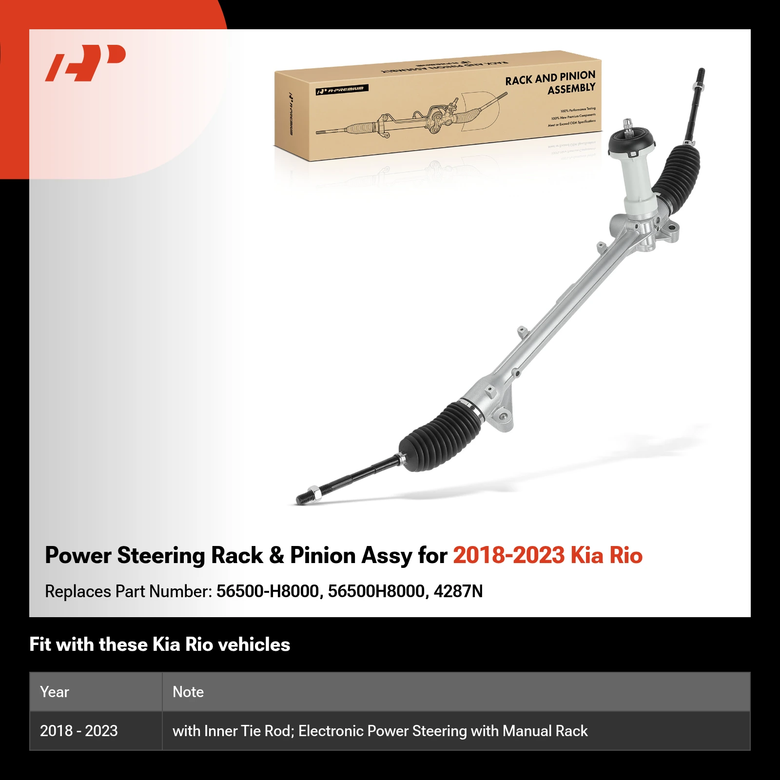 Power Steering Rack & Pinion Assy for 2018-2023 Kia Rio