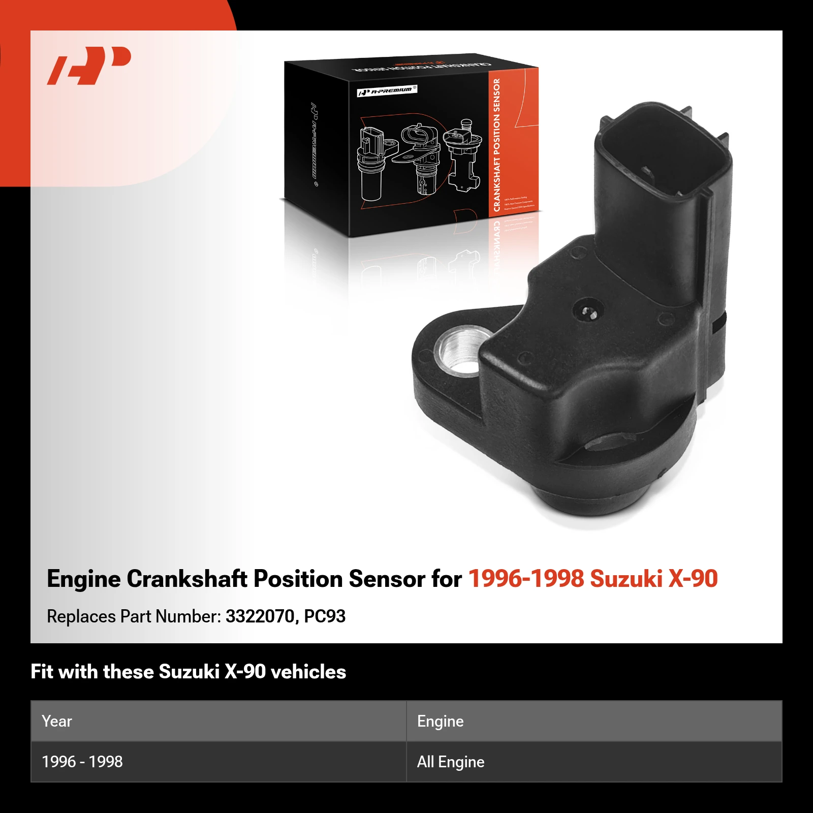 Engine Crankshaft Position Sensor for 1996-1998 Suzuki X-90