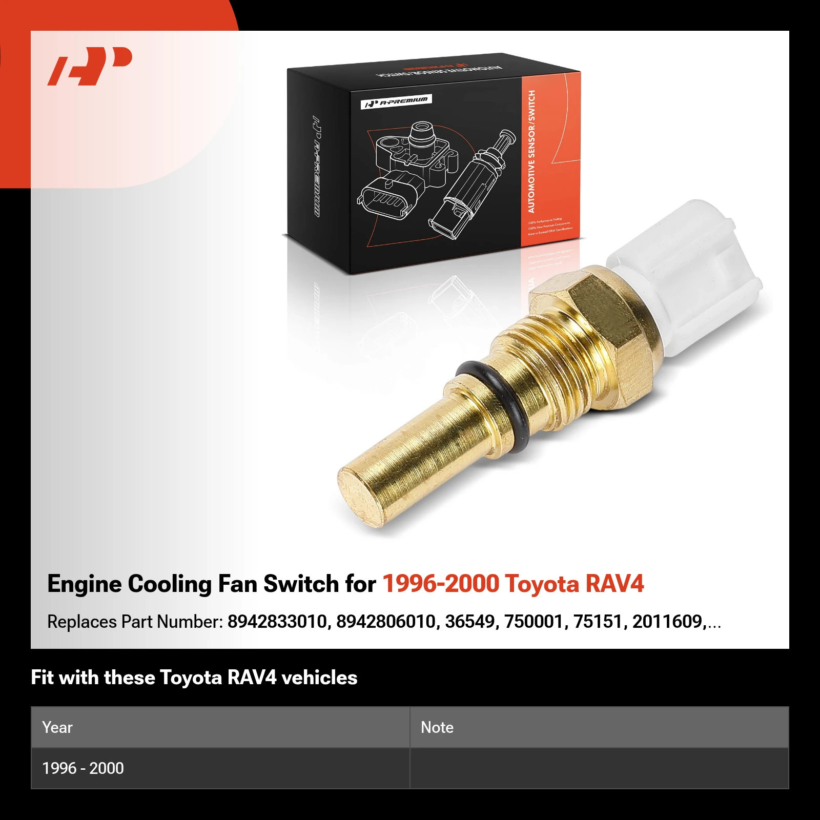 Engine Cooling Fan Switch for 1996-2000 Toyota RAV4