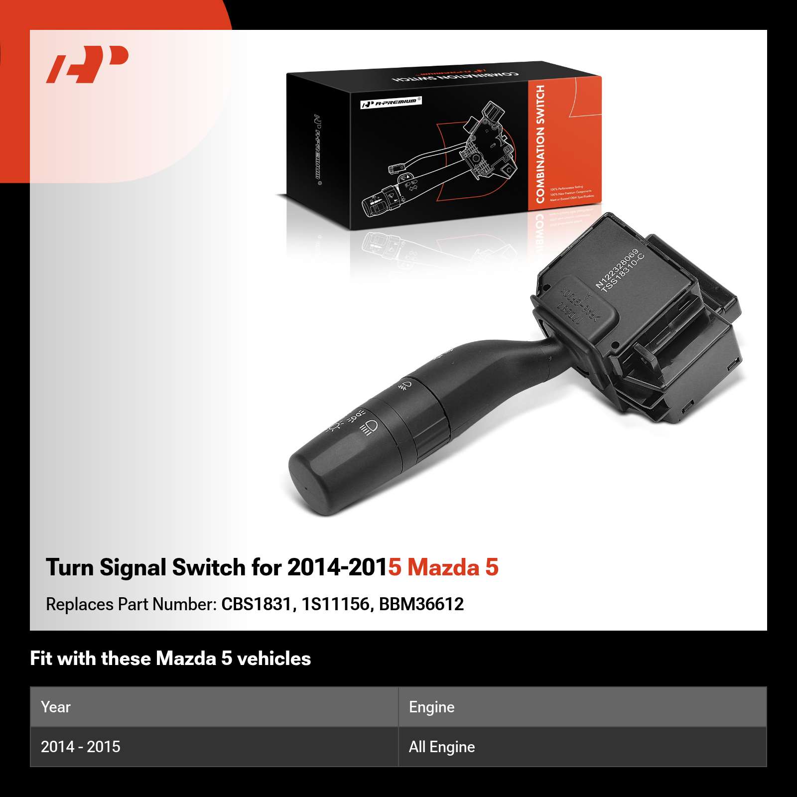 Turn Signal Switch for 2014-2015 Mazda 5