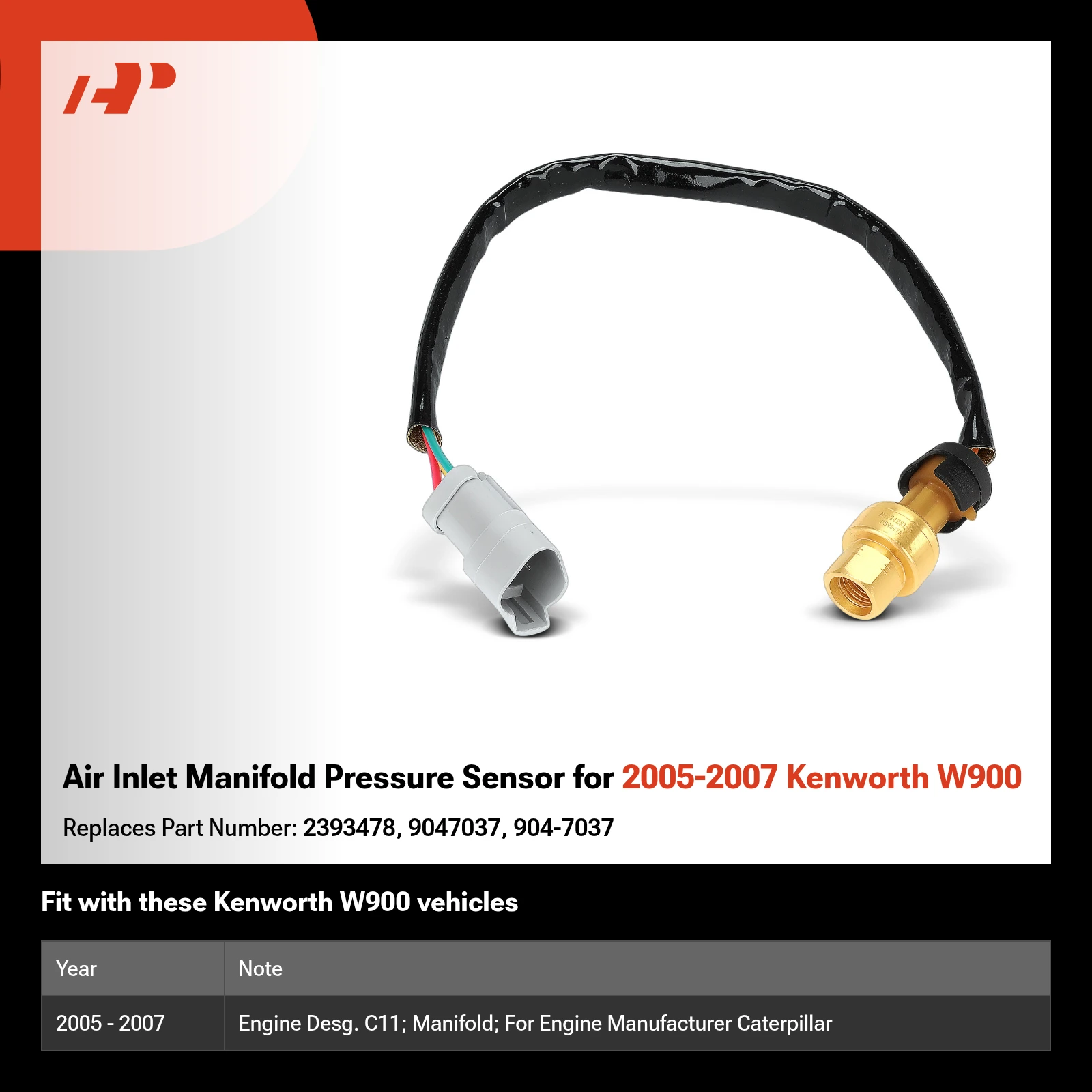 Air Inlet Manifold Pressure Sensor for 2005-2007 Kenworth W900