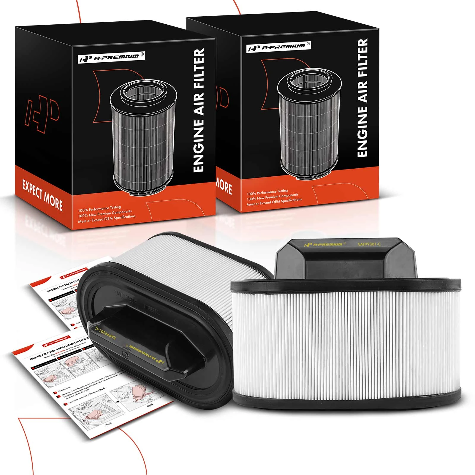 2 Pcs Engine Air Filter