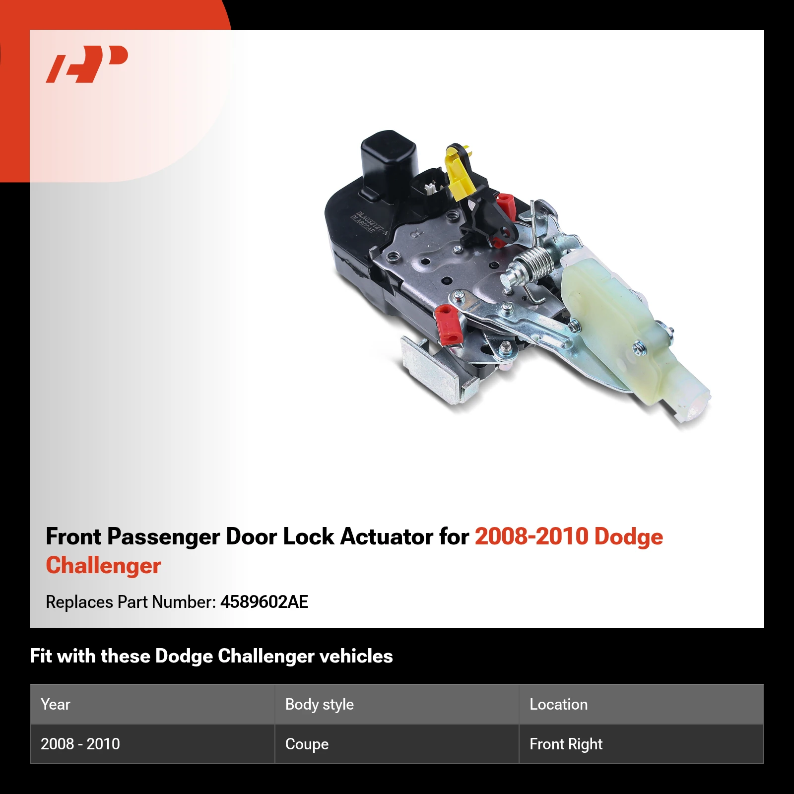 Front Passenger Door Lock Actuator for 2008-2010 Dodge Challenger