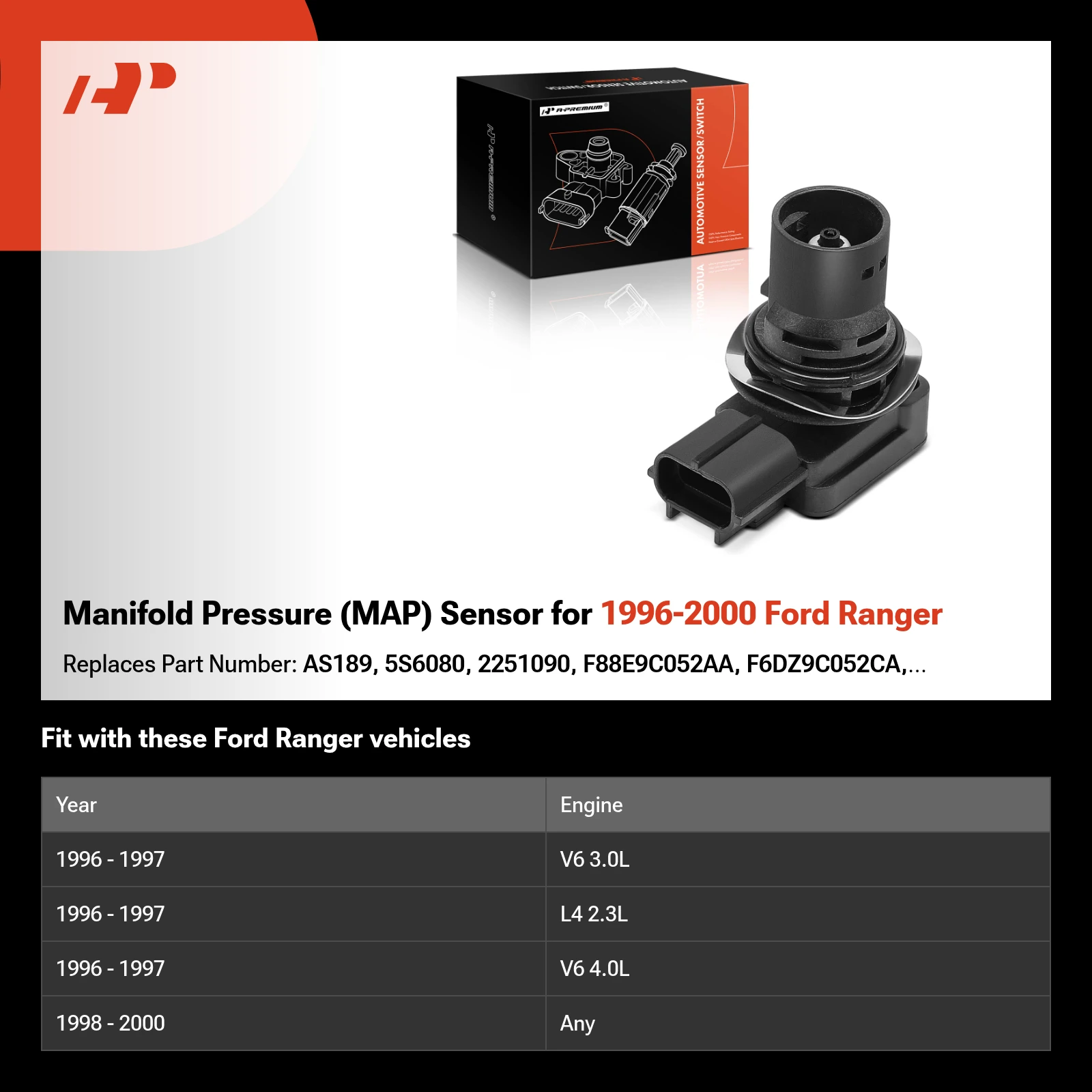 Manifold Pressure (MAP) Sensor for 1996-2000 Ford Ranger