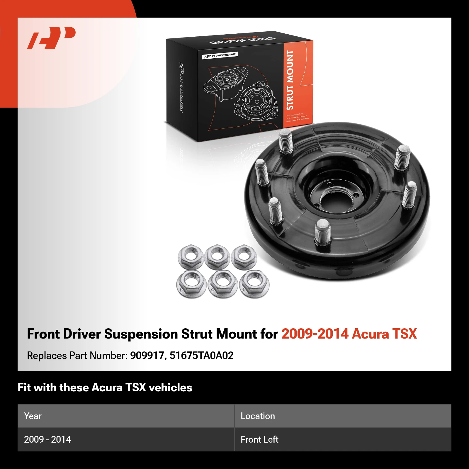 Front Driver Suspension Strut Mount for 2009-2014 Acura TSX