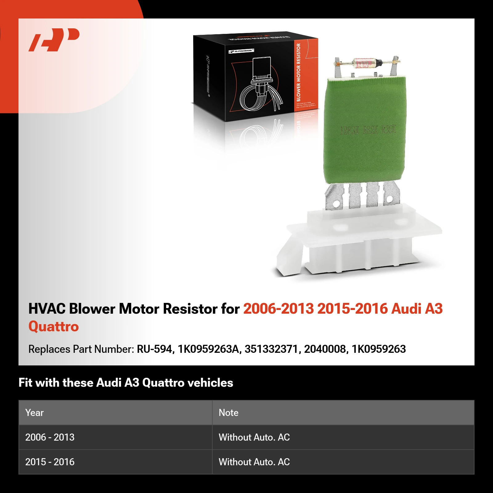 HVAC Blower Motor Resistor for 2006-2013 2015-2016 Audi A3 Quattro
