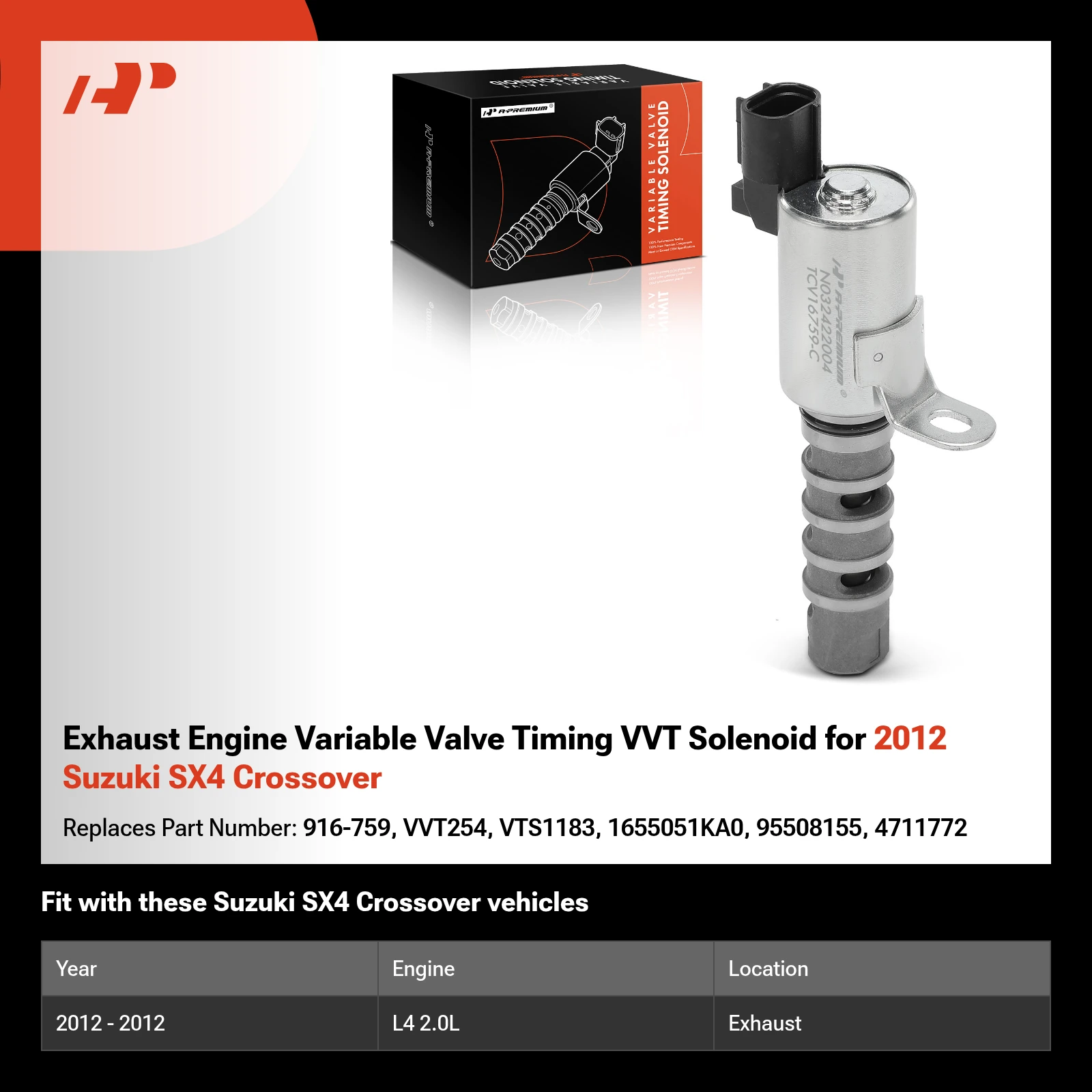 Exhaust Engine Variable Valve Timing VVT Solenoid for 2012 Suzuki SX4 Crossover
