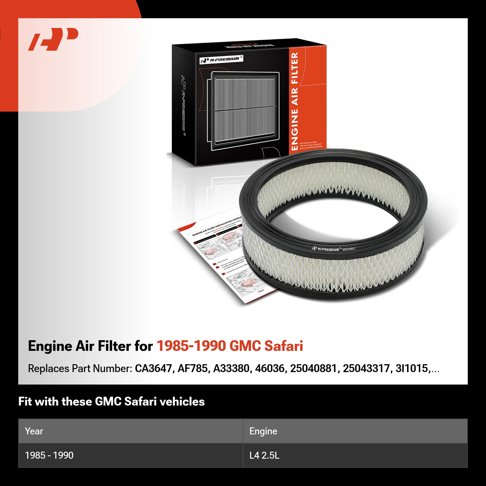 Engine Air Filter for 1985-1990 GMC Safari