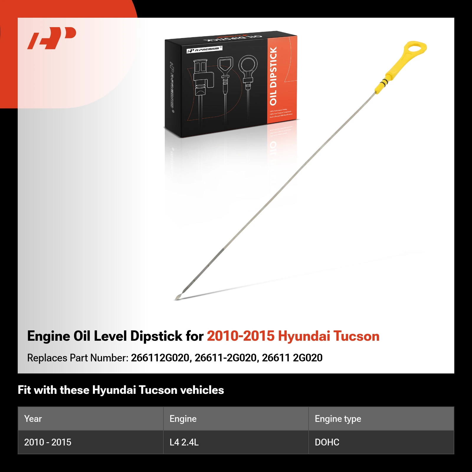 26611-3C100 Engine Oil Level Dipstick Fluid Indicator For Hyundai Azera, Entourage, Genesis, Santa Fe, Sonata 3.3L 3.8L, For Kia Sedona, Amanti