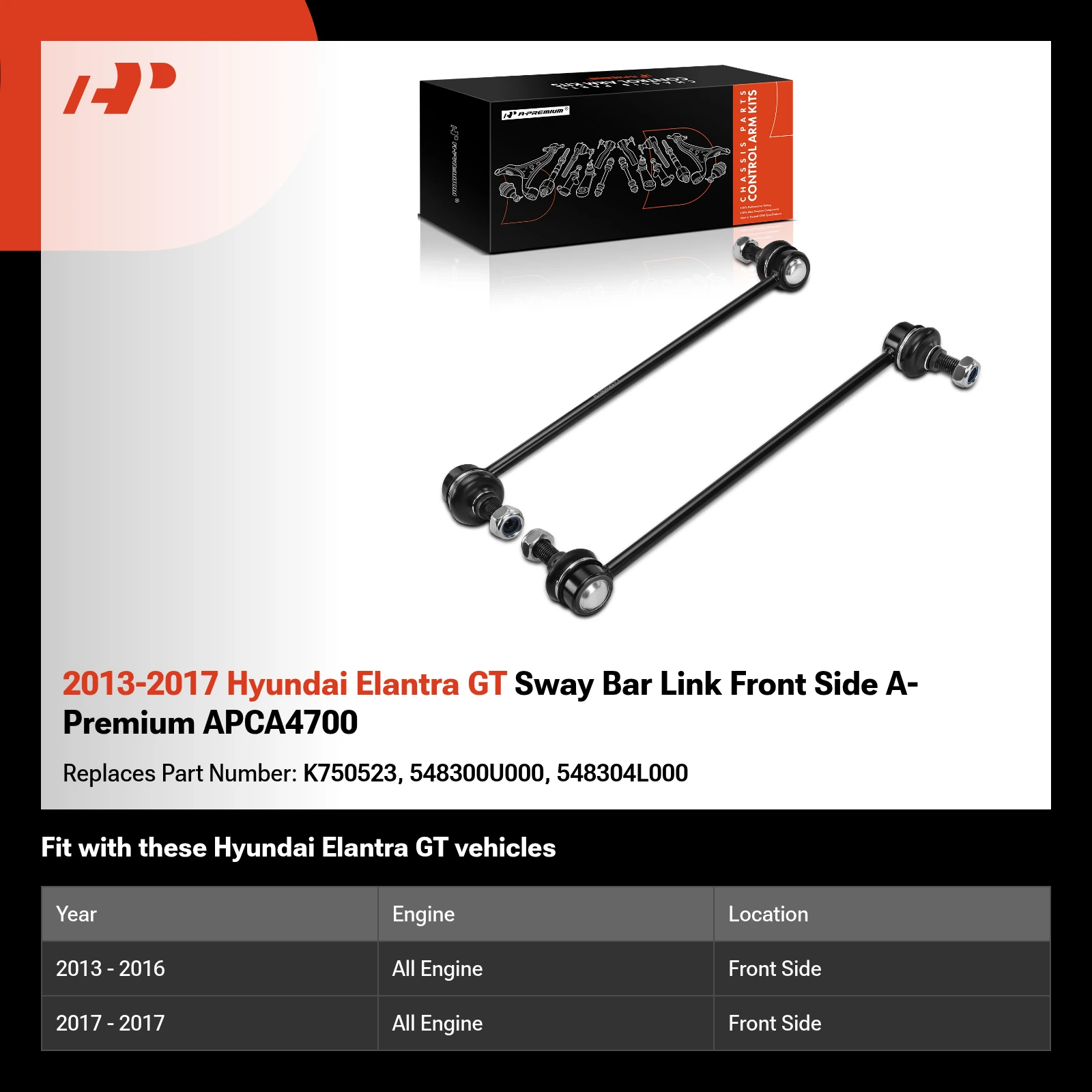 2013-2017 Hyundai Elantra GT Sway Bar Link Front Side A-Premium APCA4700