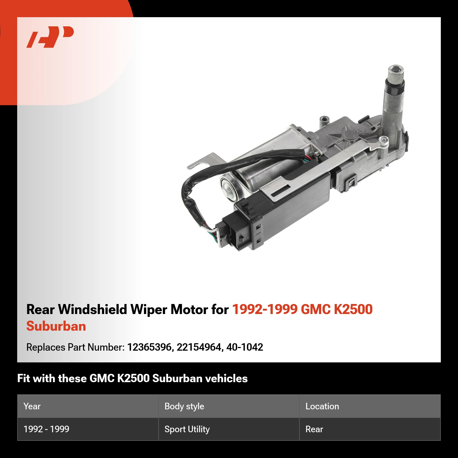 Rear Windshield Wiper Motor for 1992-1999 GMC K2500 Suburban