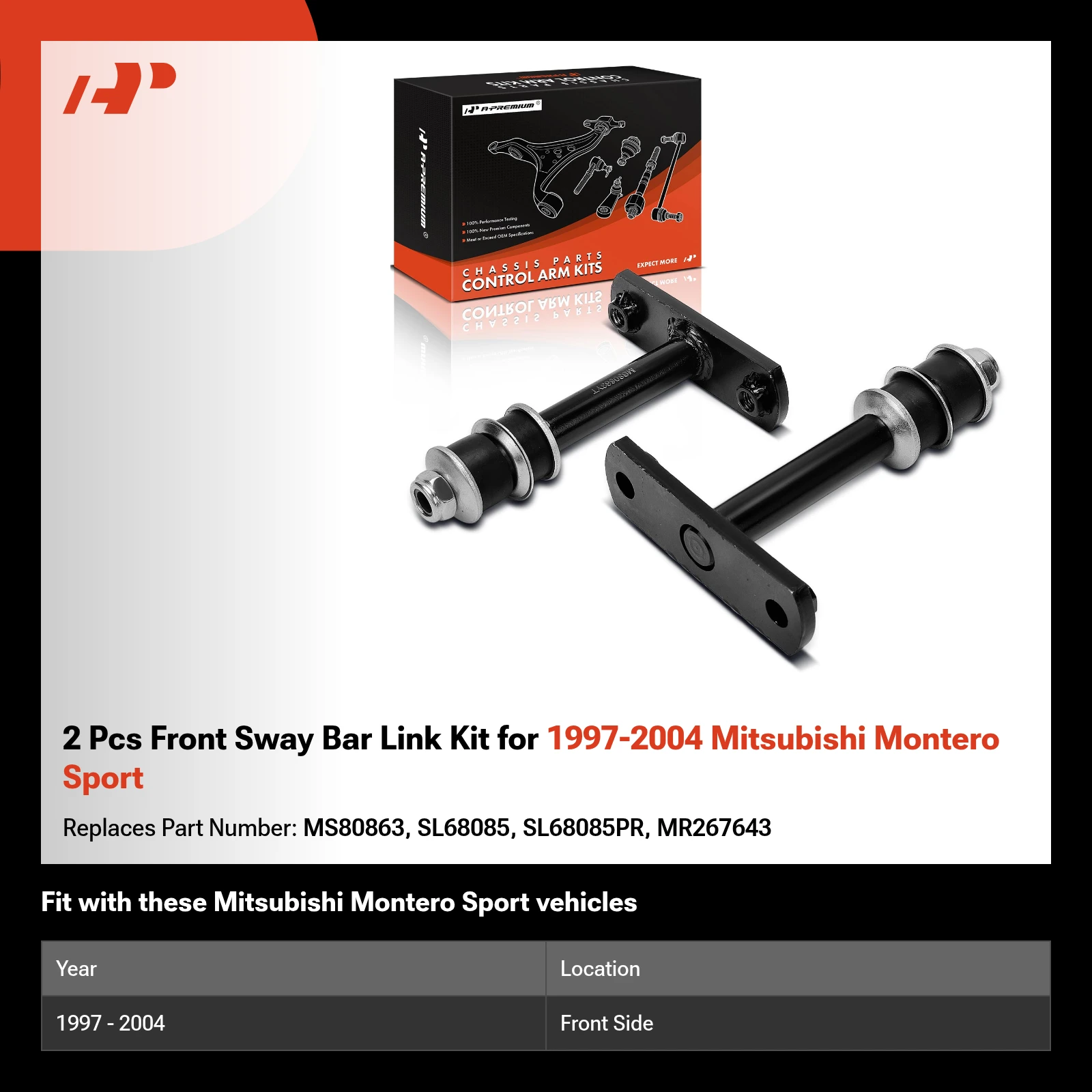 2 Pcs Front Sway Bar Link Kit for 1997-2004 Mitsubishi Montero Sport